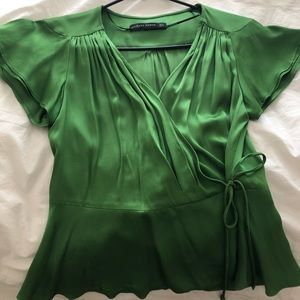 Zara emerald wrap blouse-NWOT size medium